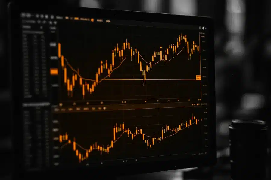 Financial graphs on a computer screen