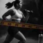 Illustrative depiction of an active person exercising with health symbols.