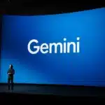 Large curved Gemini display on a stage.