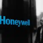 Honeywell logo on a black building facade.