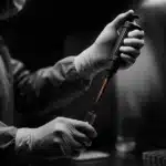 A scientist in a lab conducting an experiment with a pipette.