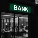 Bank facade with visible interior.