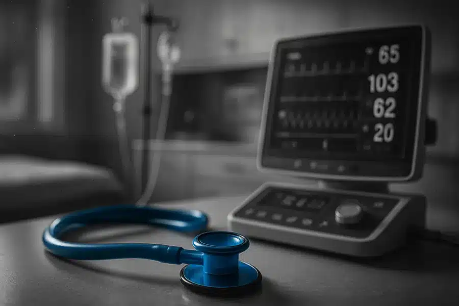 Medical monitor and equipment in a clinical setting