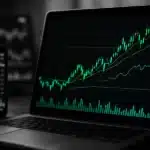 Stock charts displayed on a laptop and smartphone.