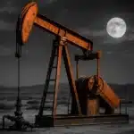 Oil pumpjack in a desert landscape.