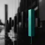 Abstract graph elements representing financial data.