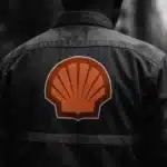 Shell logo on the back of a uniform.