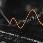 Digital stock market chart display with graphs and data