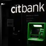 Citibank signage and ATMs at a branch entrance.