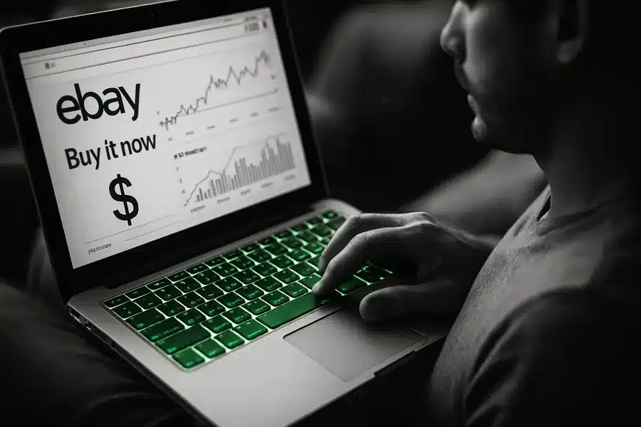 A laptop displaying a website, symbolizing e-commerce and financial technology.