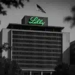 Eli Lilly headquarters building with a visible logo.