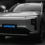 The Xpeng vehicle shown in the foreground.