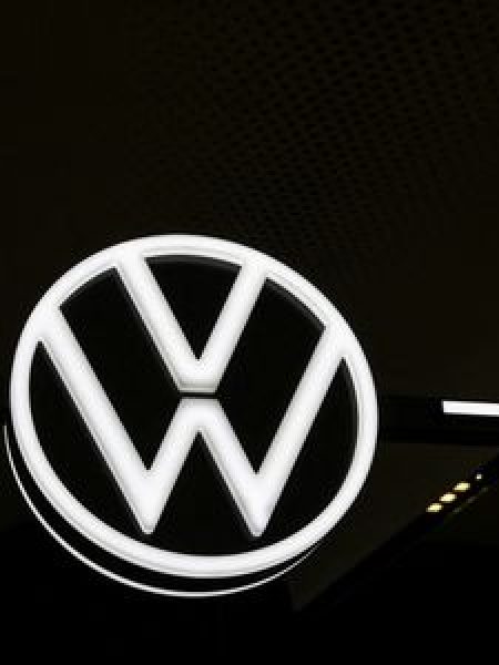 A Volkswagen logo is seen, on the day of the annual Volkswagen Group press conference in Wolfsburg, Germany March 11, 2025. REUTERS/Liesa Johannssen/File Photo