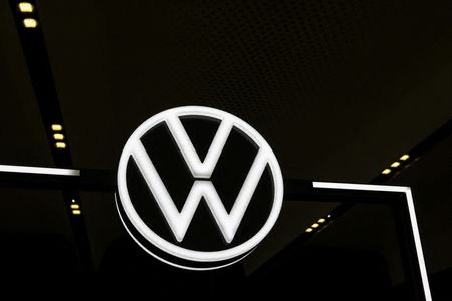 A Volkswagen logo is seen, on the day of the annual Volkswagen Group press conference in Wolfsburg, Germany March 11, 2025. REUTERS/Liesa Johannssen/File Photo