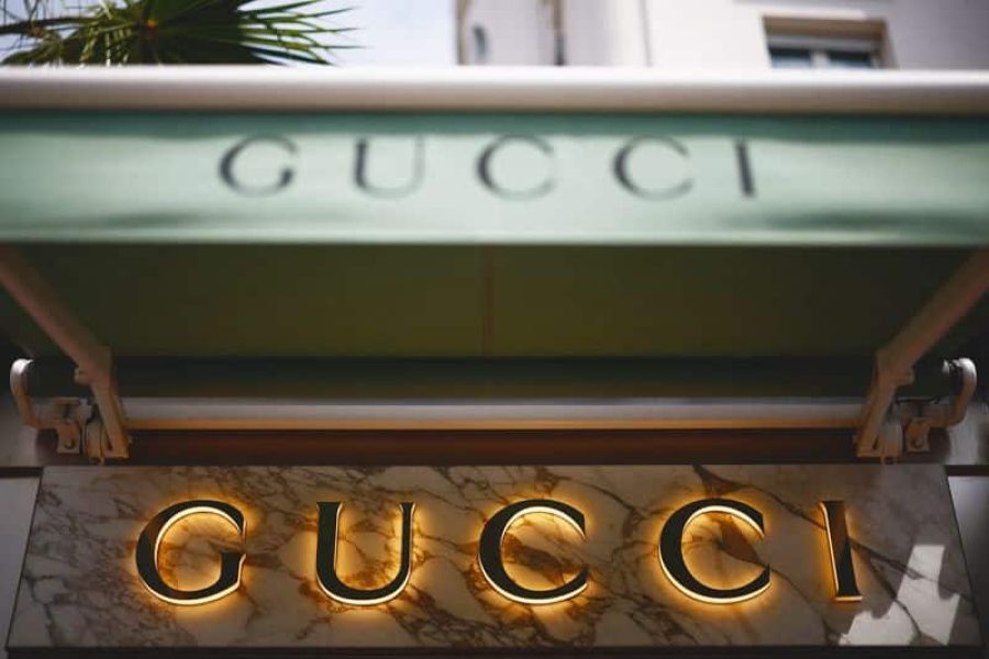 FILE PHOTO: The logo of fashion house Gucci is seen outside a store in Cannes, France, May 16, 2024. REUTERS/Sarah Meyssonnier/File Photo